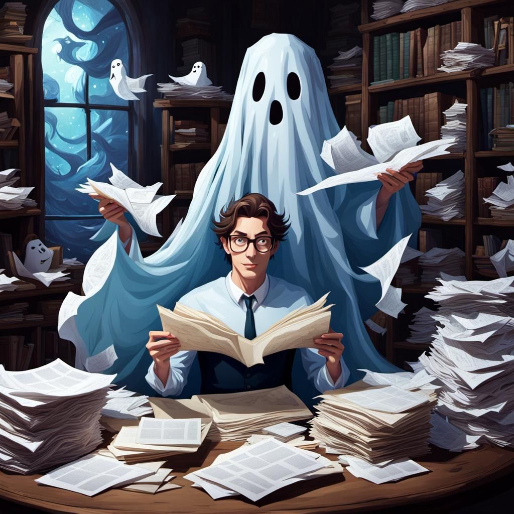 Paper Ghost Beauty Emerges in Sparkling Digital Art