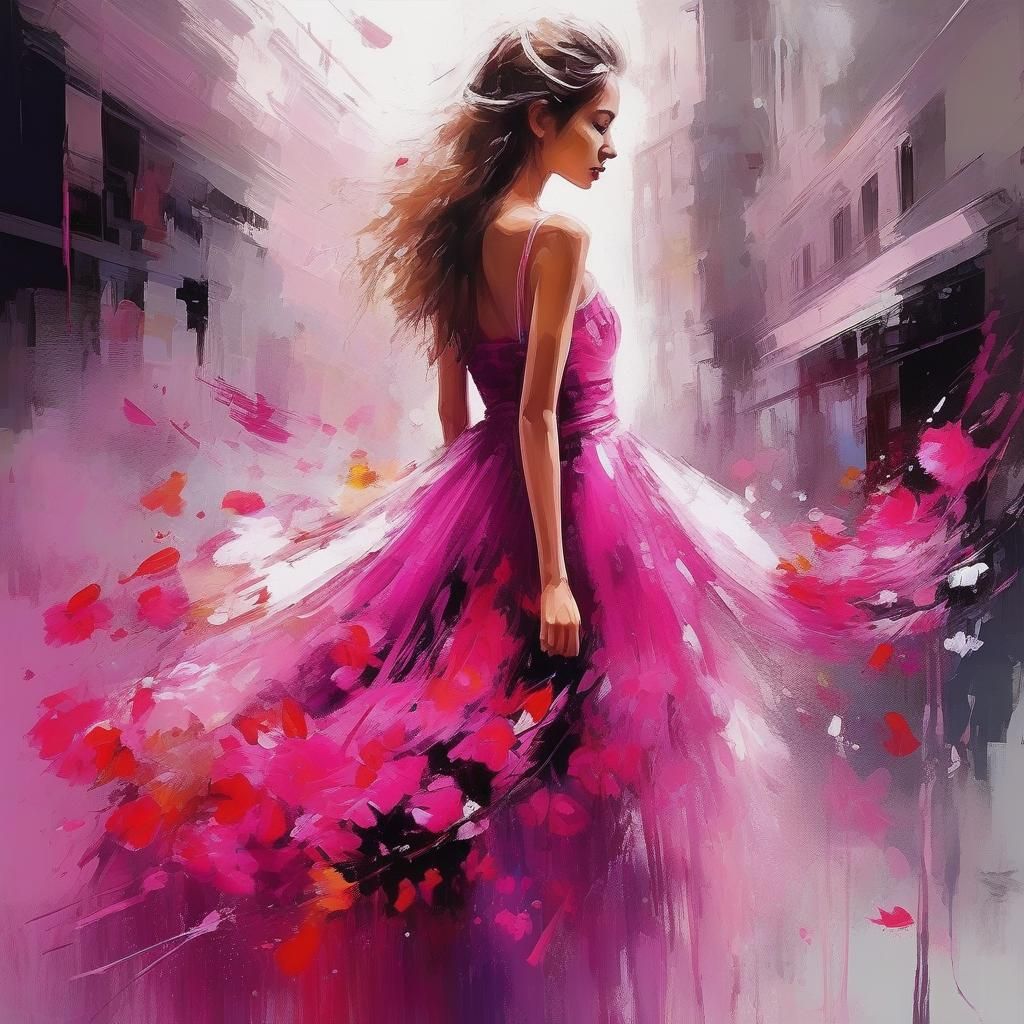 Bride in Tulle with Painterly, Abstract Style