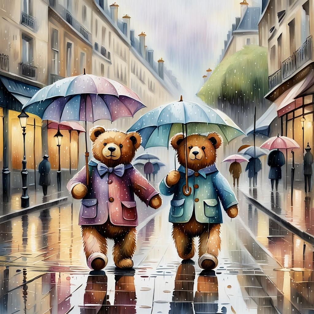 My curly fluffy Teddy bear is in love with a vibrant pink gi...