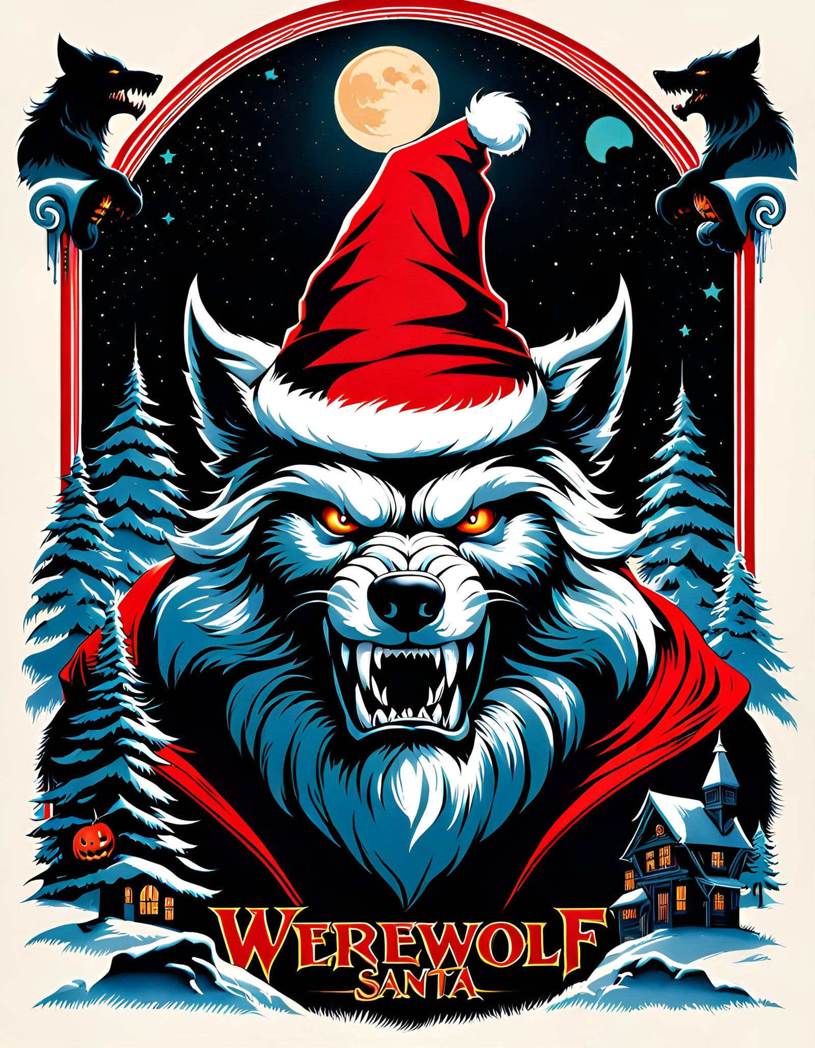 Werewolf Santa Claus Halloween Horror Poster