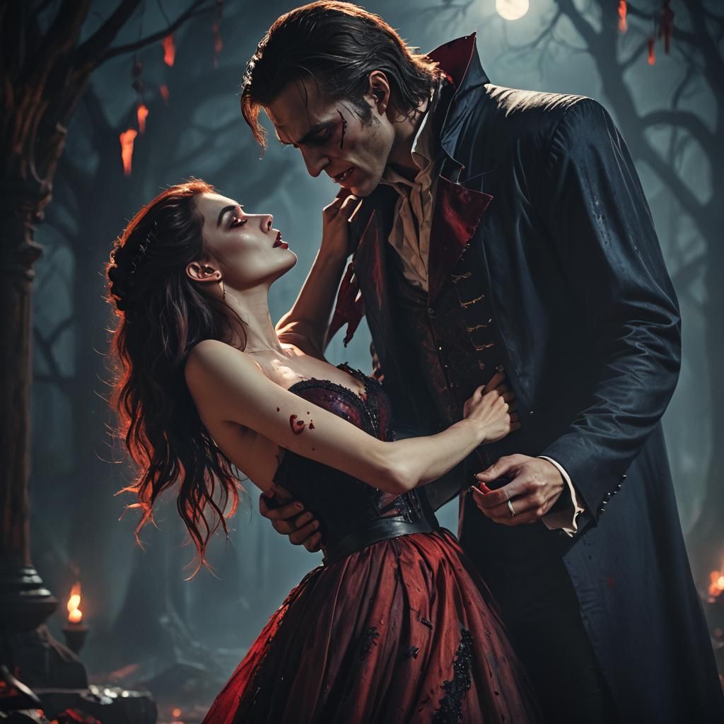 Vampire's Bite: A Gothic Dark Fantasy Scene