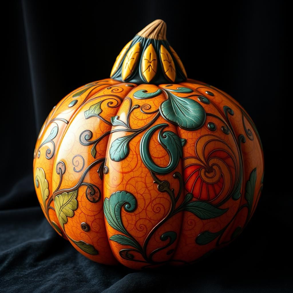 Ornate Gourd Art Inspired by Klimt and Haeckel