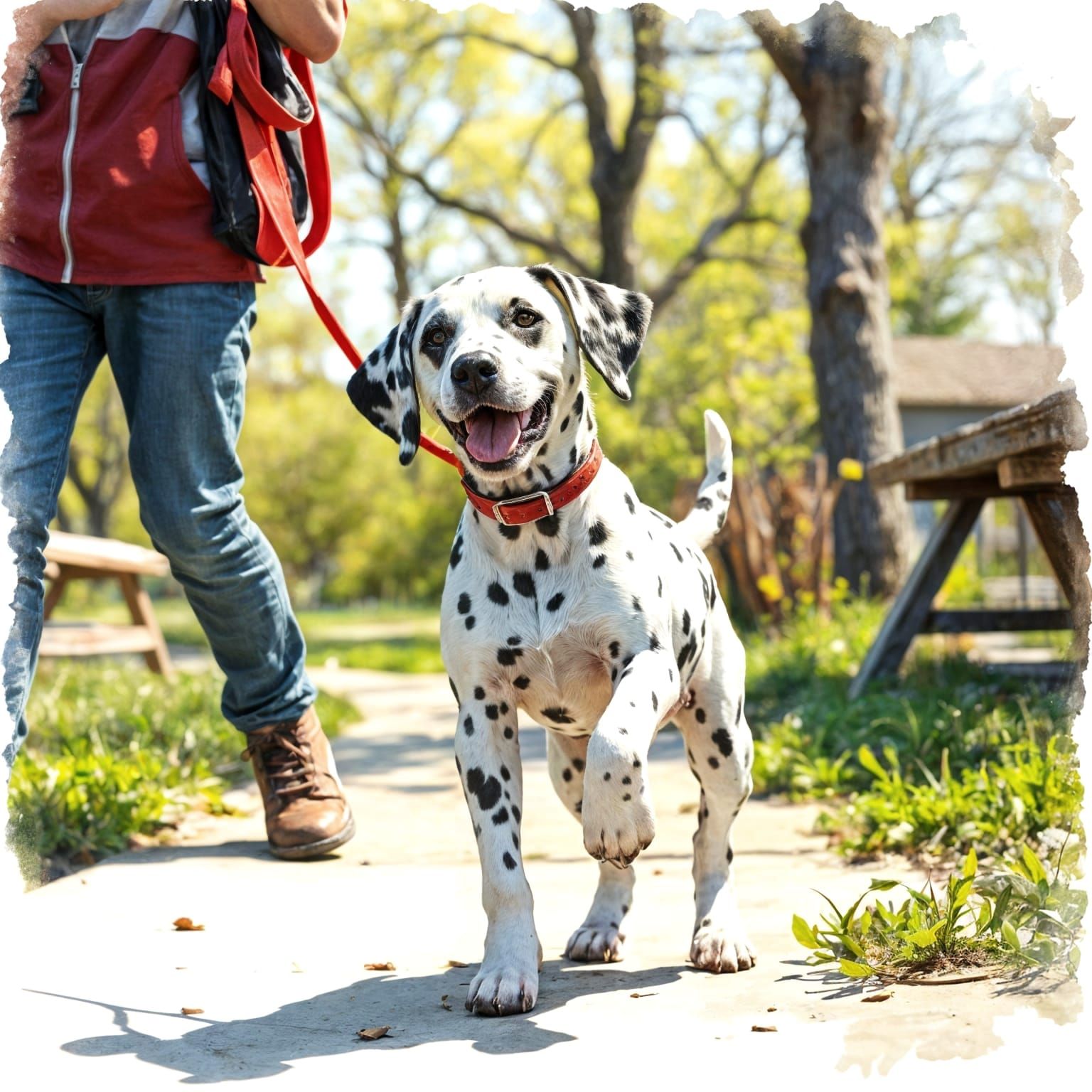 Happy Dalmatian Puppy in Watercolor Illustration