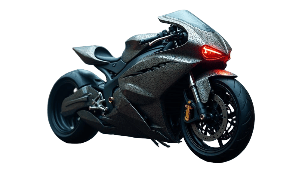 Velociraptor Motorcycle in Hyperrealistic Cyberpunk Style