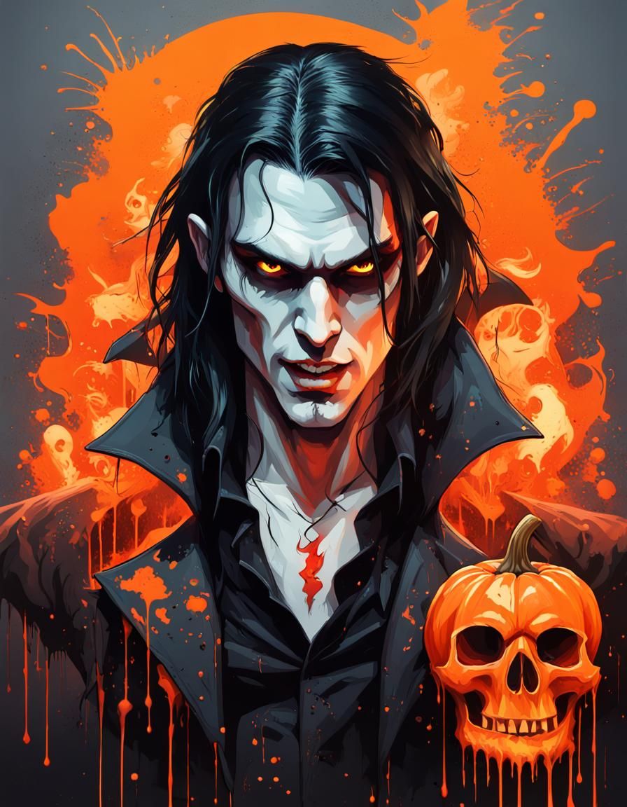 Halloween Vampire Poster with Graffiti Art