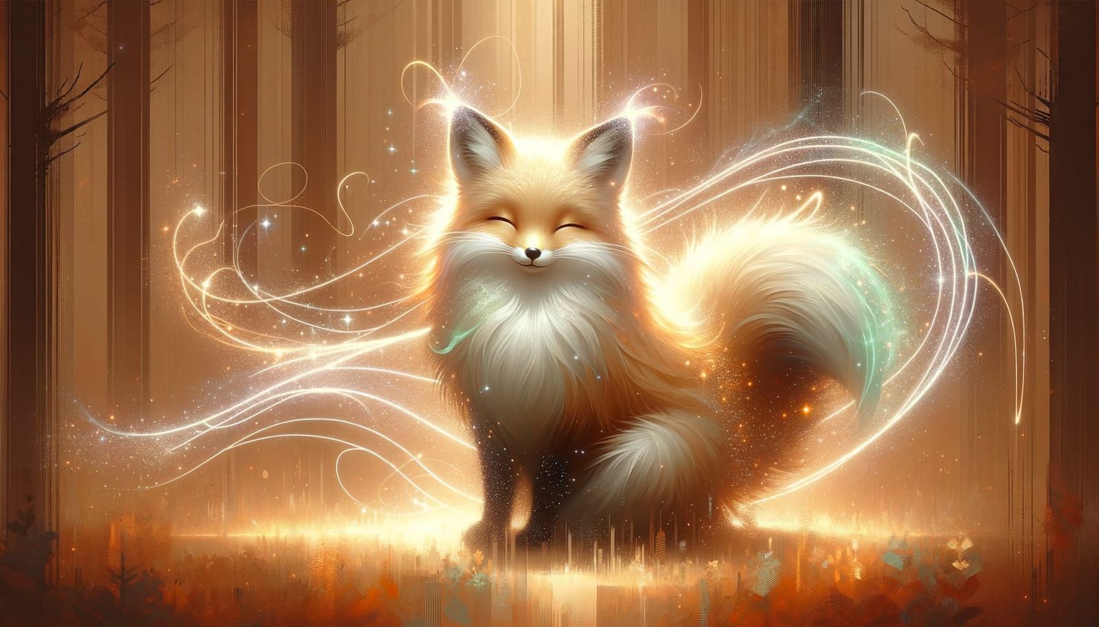 Ethereal Glowing Fox in Dreamy Forest