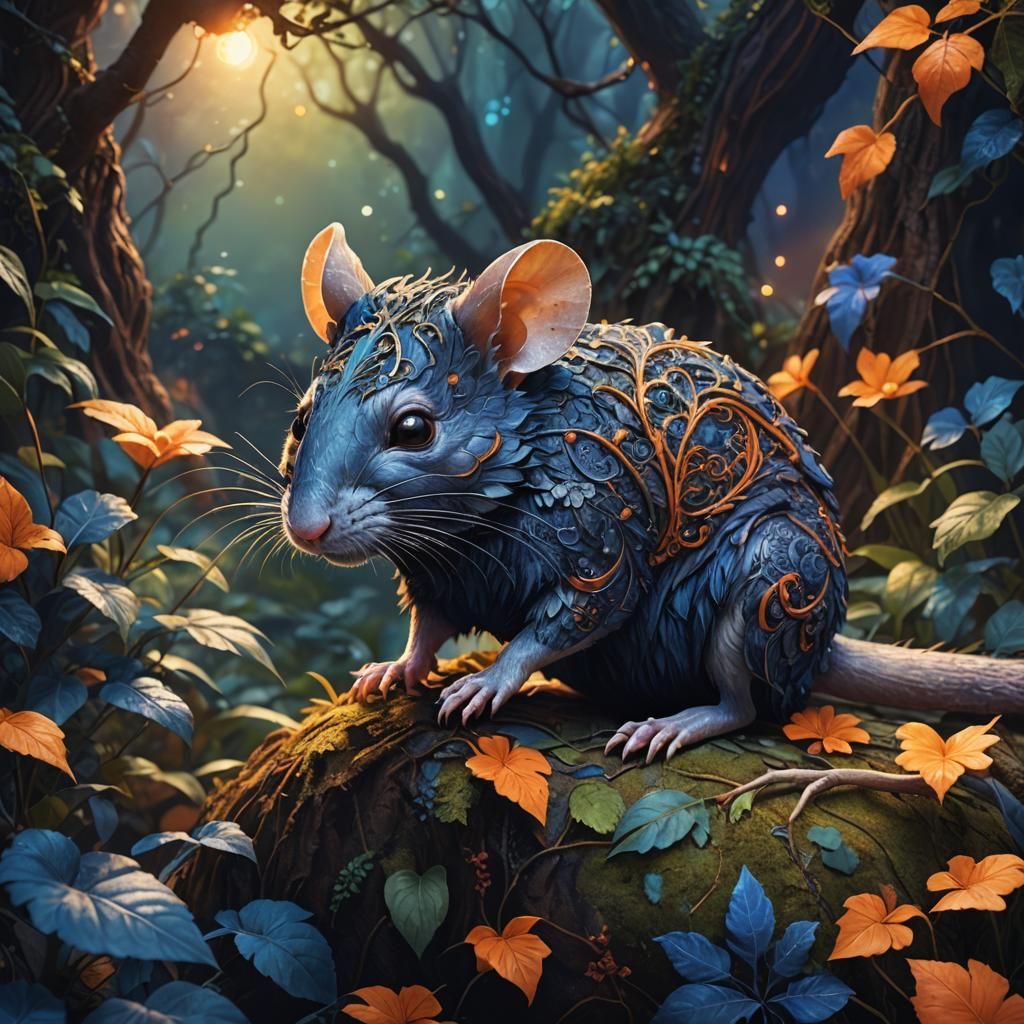 Mystical Mouse-Rat Creature in Fantasy Realism