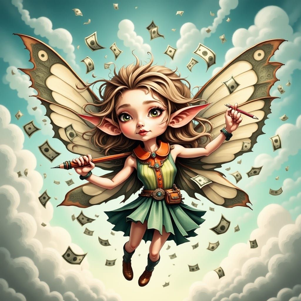 Whimsical Tooth Fairy Illustration in Surreal Style