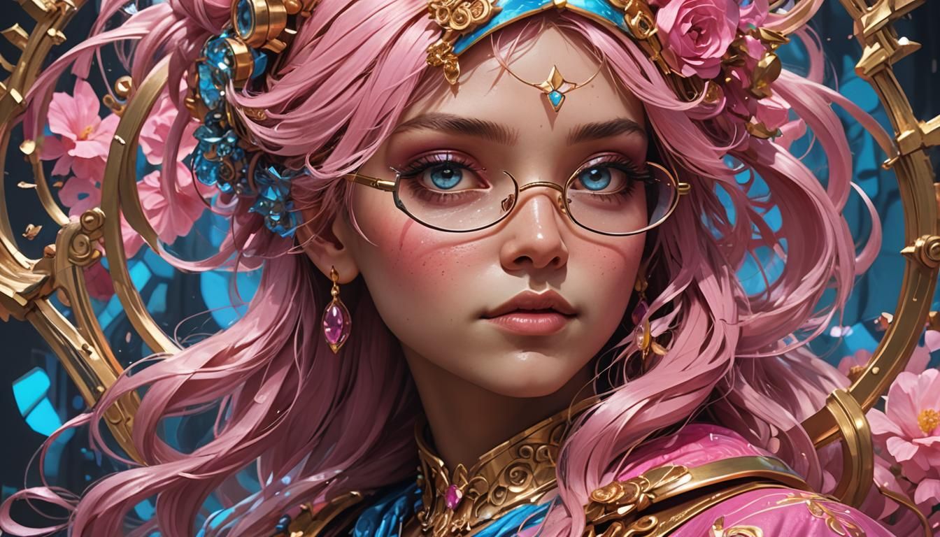 Detailed Portrait with Glasses in Hyperdetailed Style