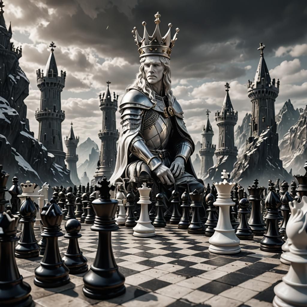 Chess Planet: White King Captured in a Matte Painting