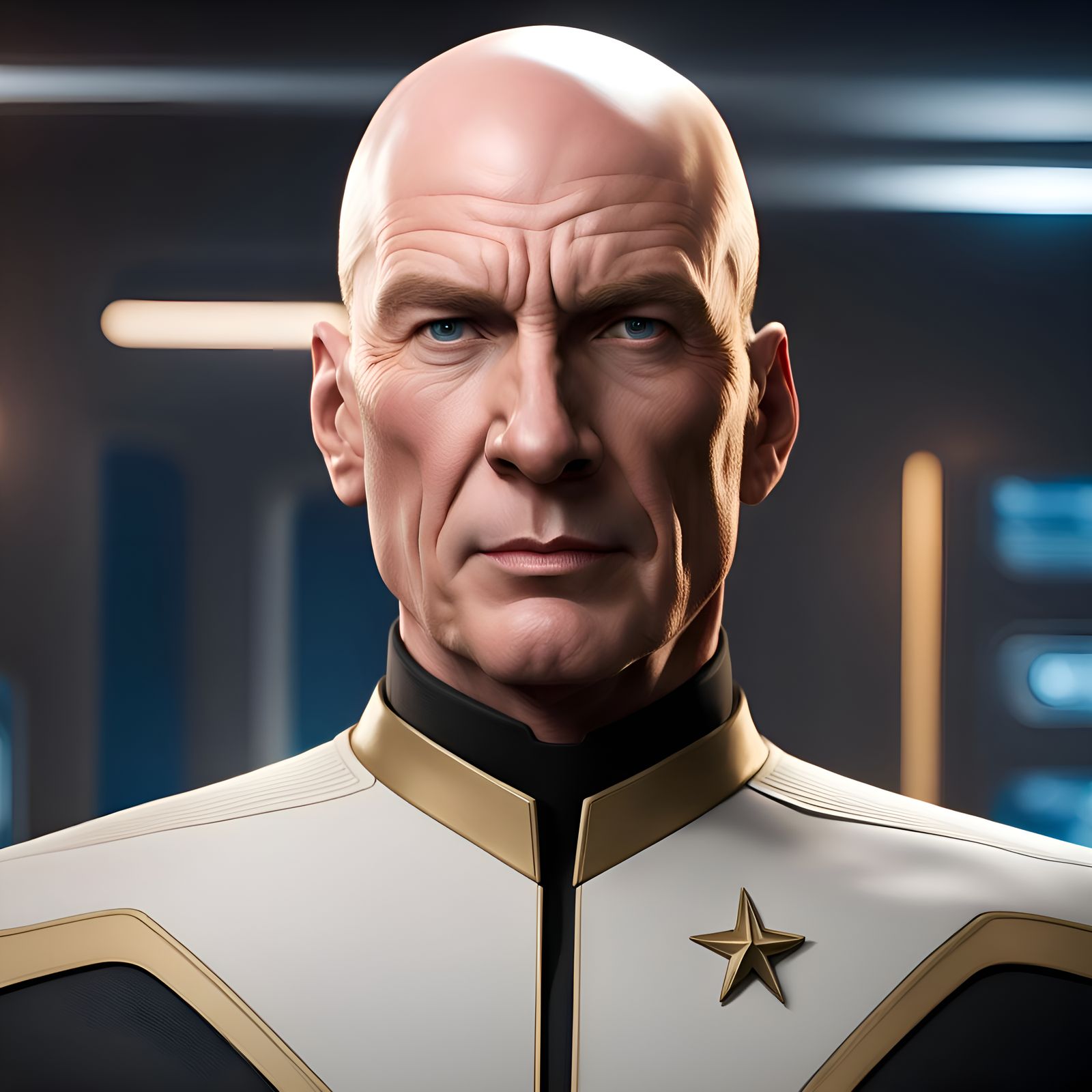 Starfleet Officer Merging Picard and Captain America