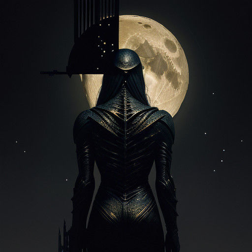 Ethereal Figure Ascends to Lunar Heights