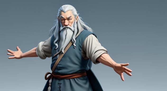 Cartoon Ghibli Gandalf Dancing in Anime Style