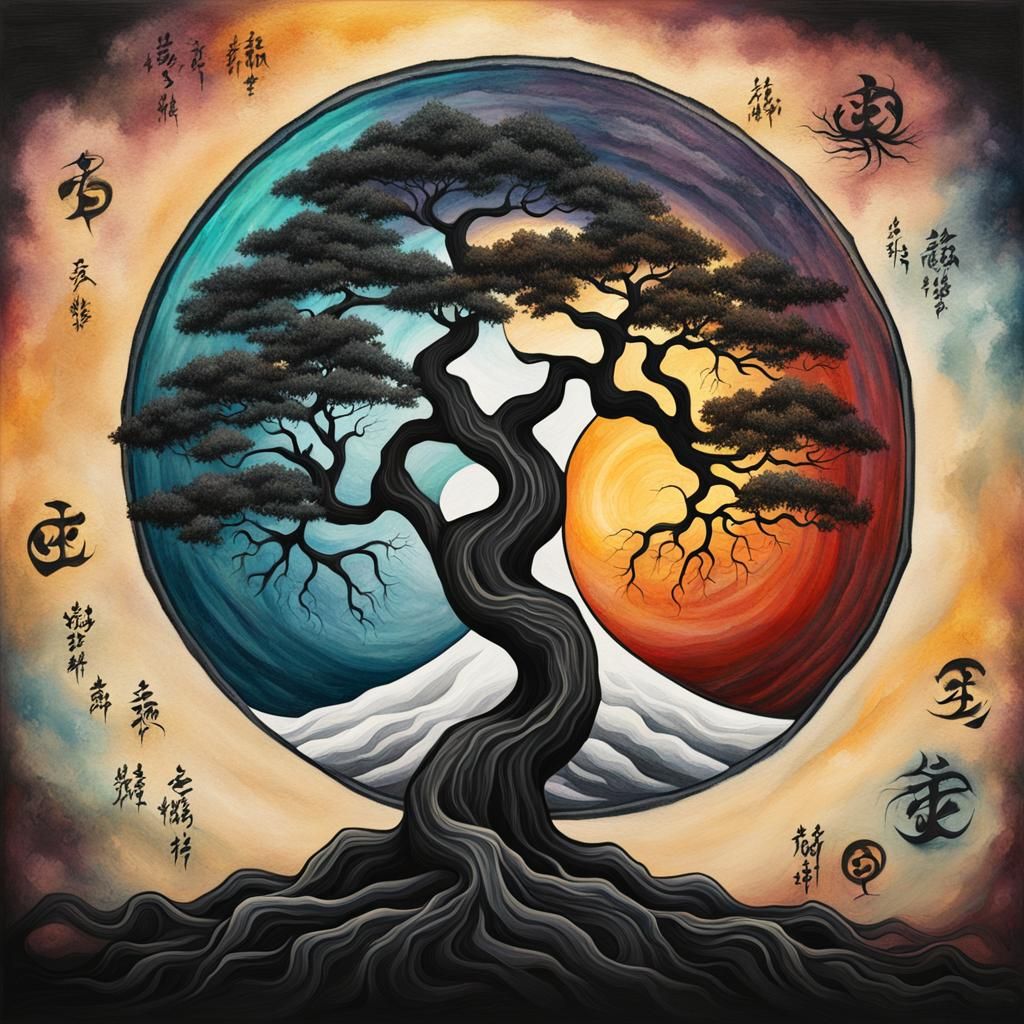 Yin Yang Tree: Taoist Balance in Digital Art