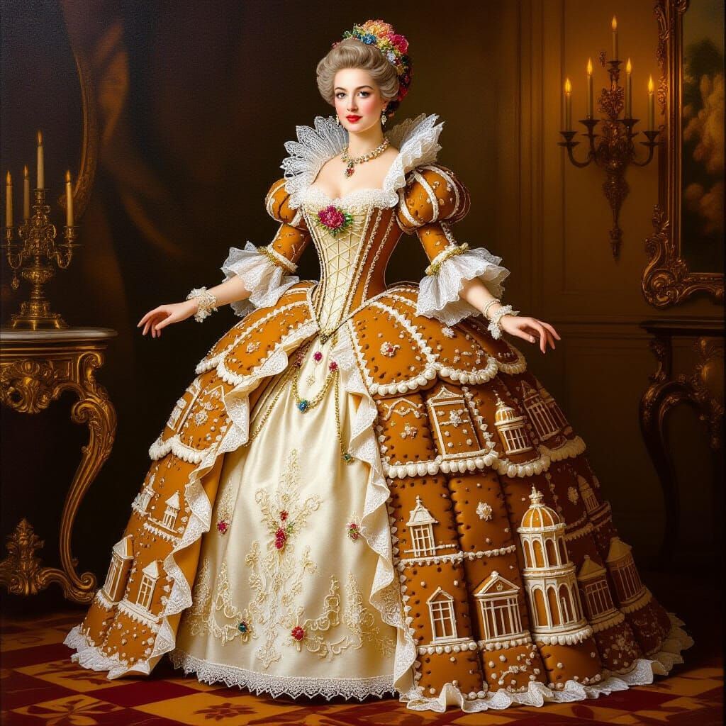 Rococo Gingerbread Noblewoman in Edible Gown