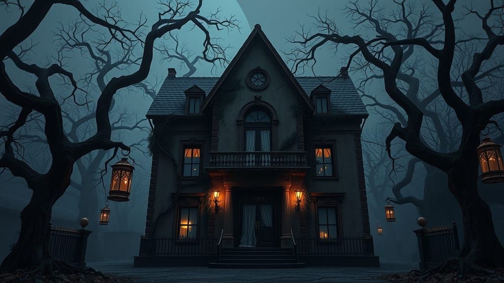 Abandoned Town Hall Haunted by Ghosts and Spirits in Dark Go...