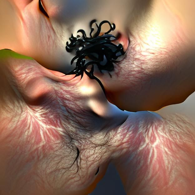 Hyperrealistic Black Tendrils with Volumetric Lighting