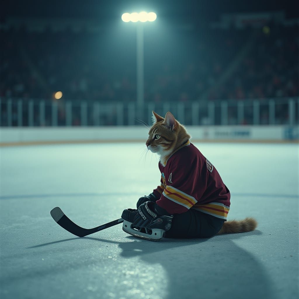 Cat Reflects on Epic Hockey Loss in Cinematic Style
