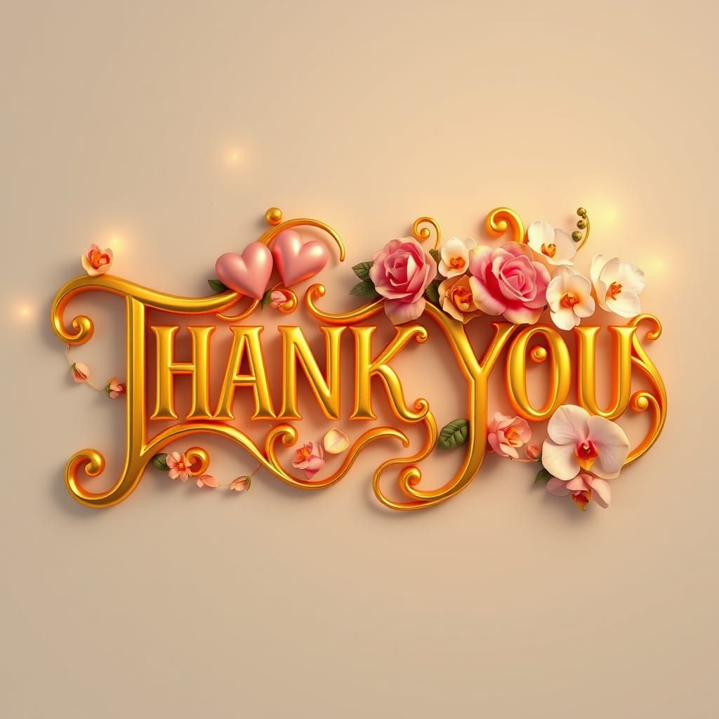 Elegant Art Nouveau-Inspired 3D Typography with Gold Cursive...