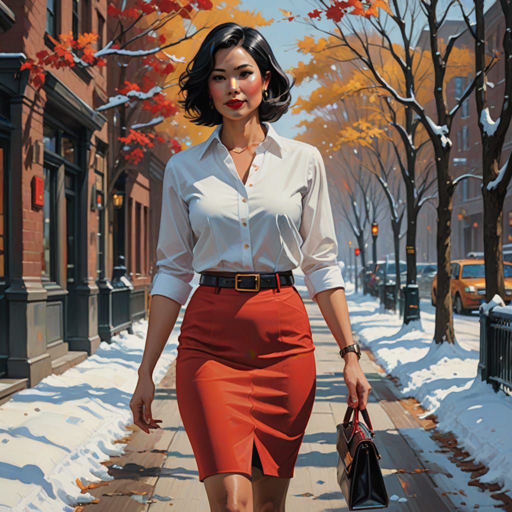 Fit, Confident Woman in Elegant Outfit