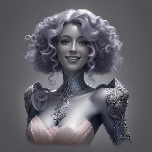 Elegant Woman in Pink Gown: Hyper-Realistic Digital Portrait