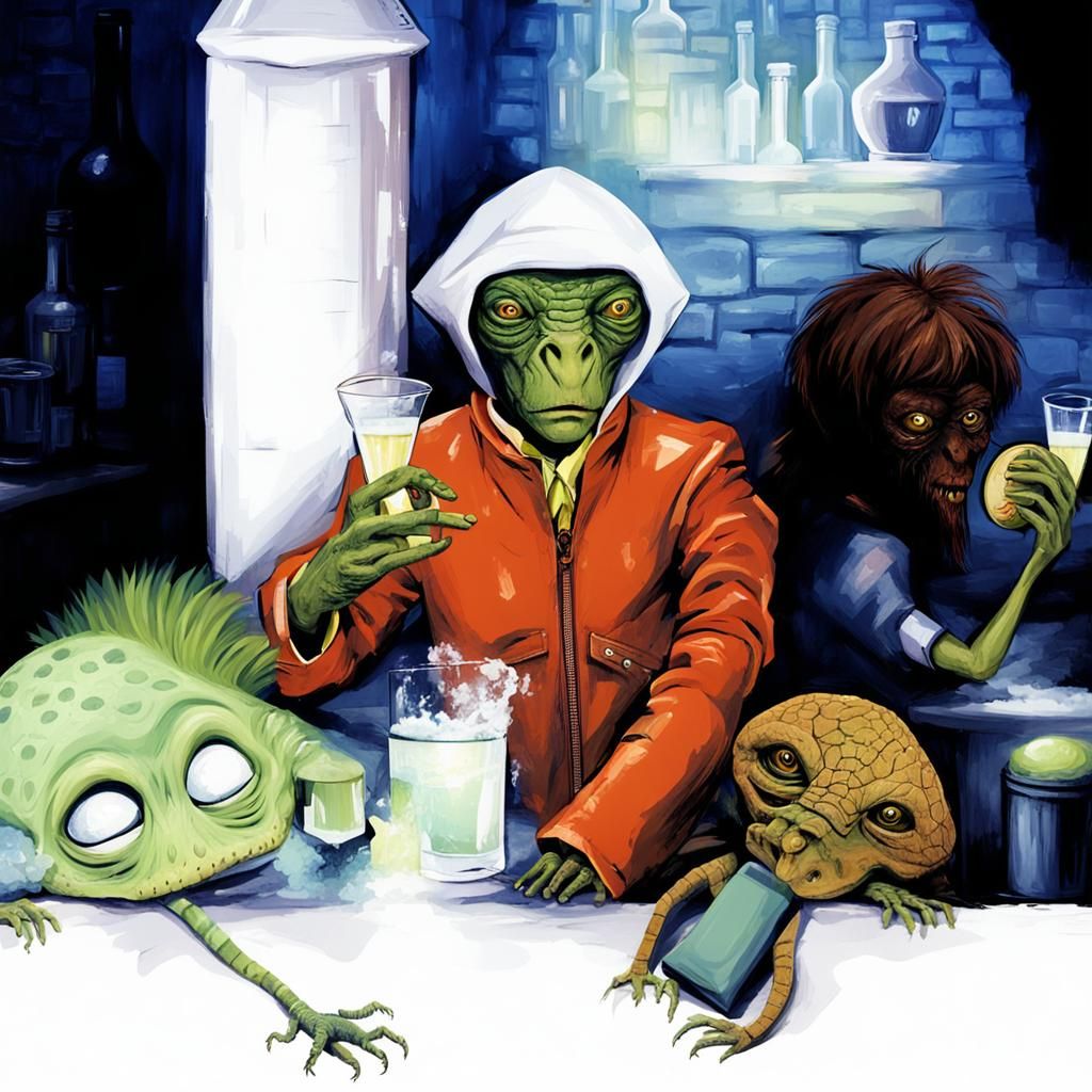 Extraterrestrials in Bar: Movie Design Art