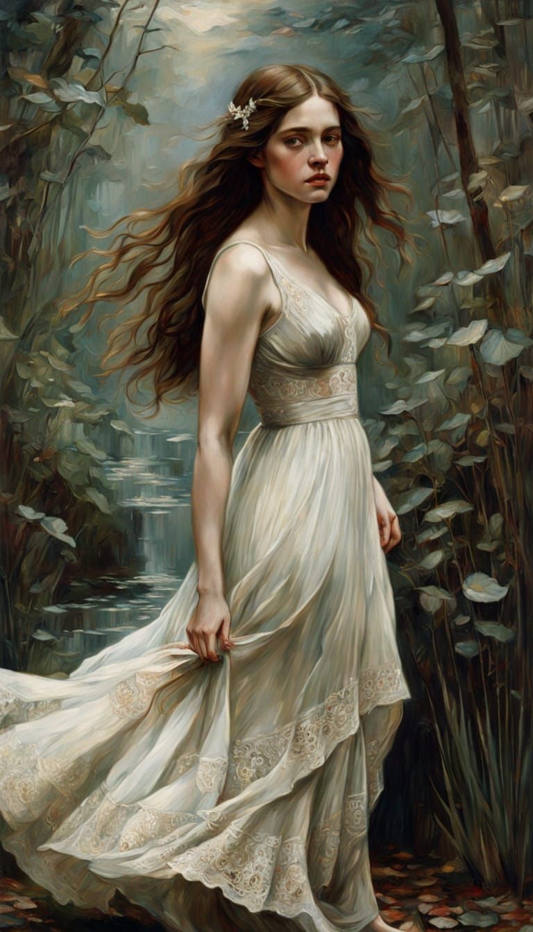 Beautiful woman age 22 posing dramatically, hyper-detailed o...