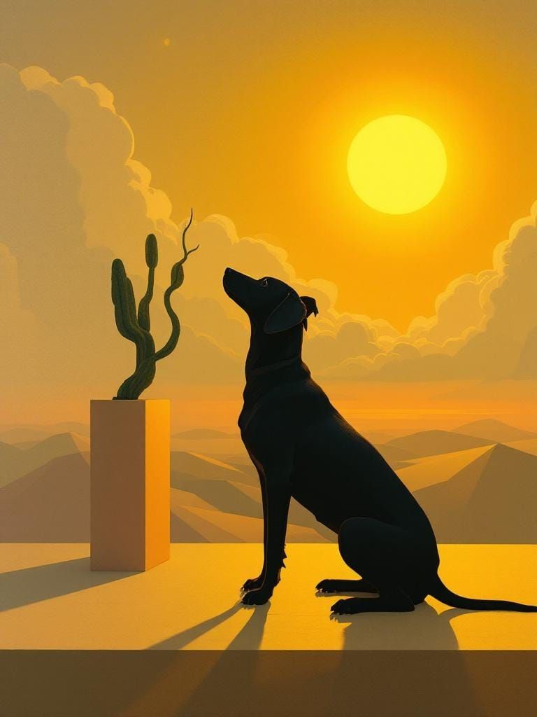 Surreal Geometric Desert Dog in Sunlight