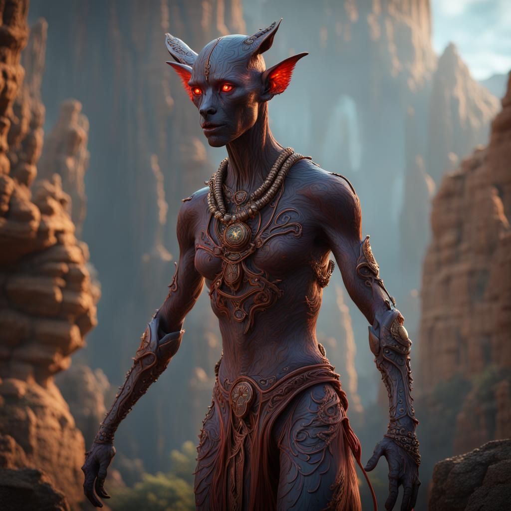 Xoloitzcuintli Humanoid in Detailed Matte Painting