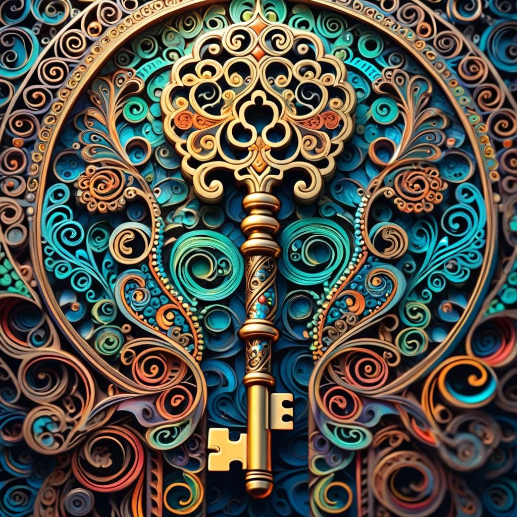 Zentangle Skeleton Key