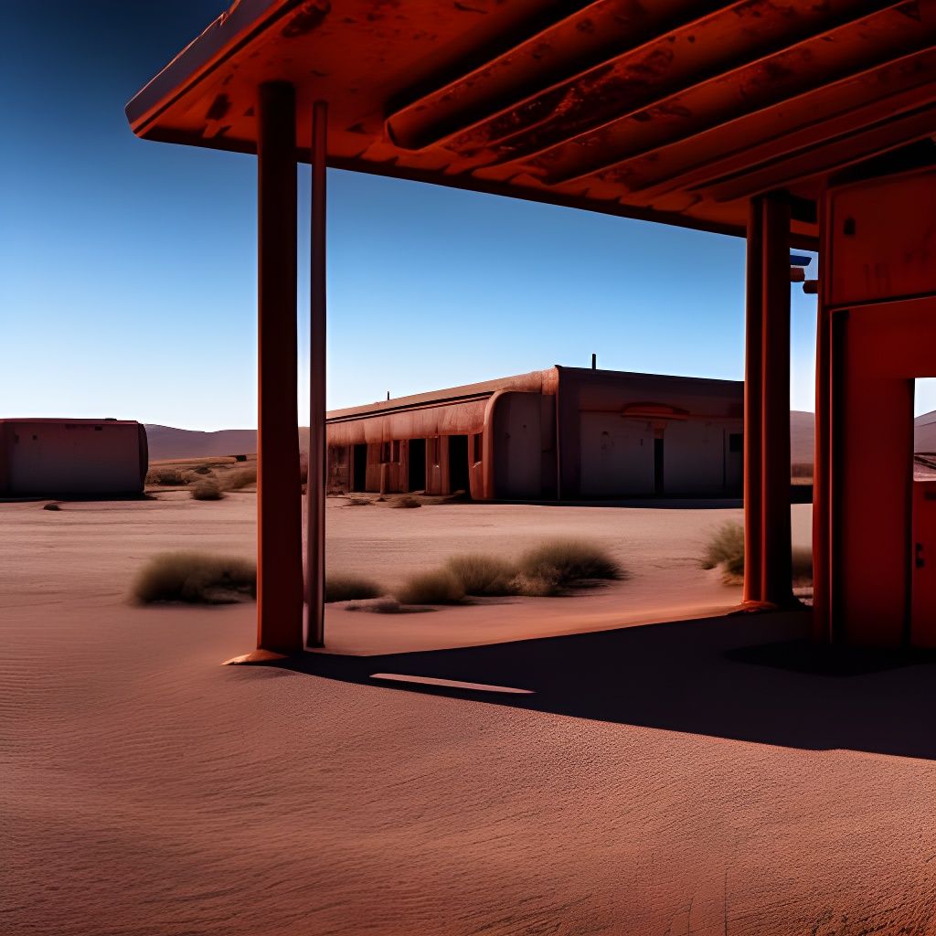 Post-Apocalyptic Gas Station in Nevada Desert