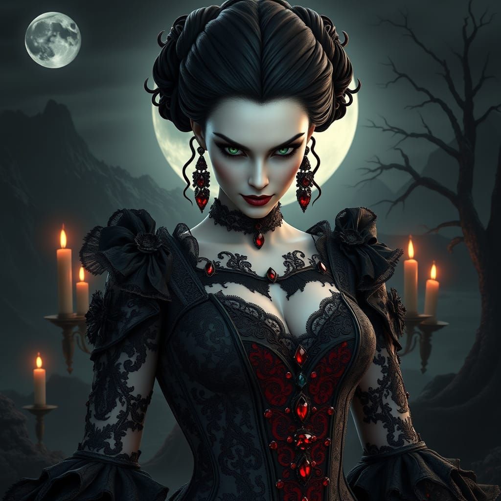 Mystical Vampire Goddess in Victorian Elegance