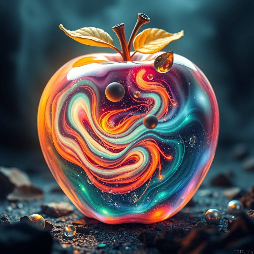 Ethereal Big Apple in Surreal 3D Anime Style