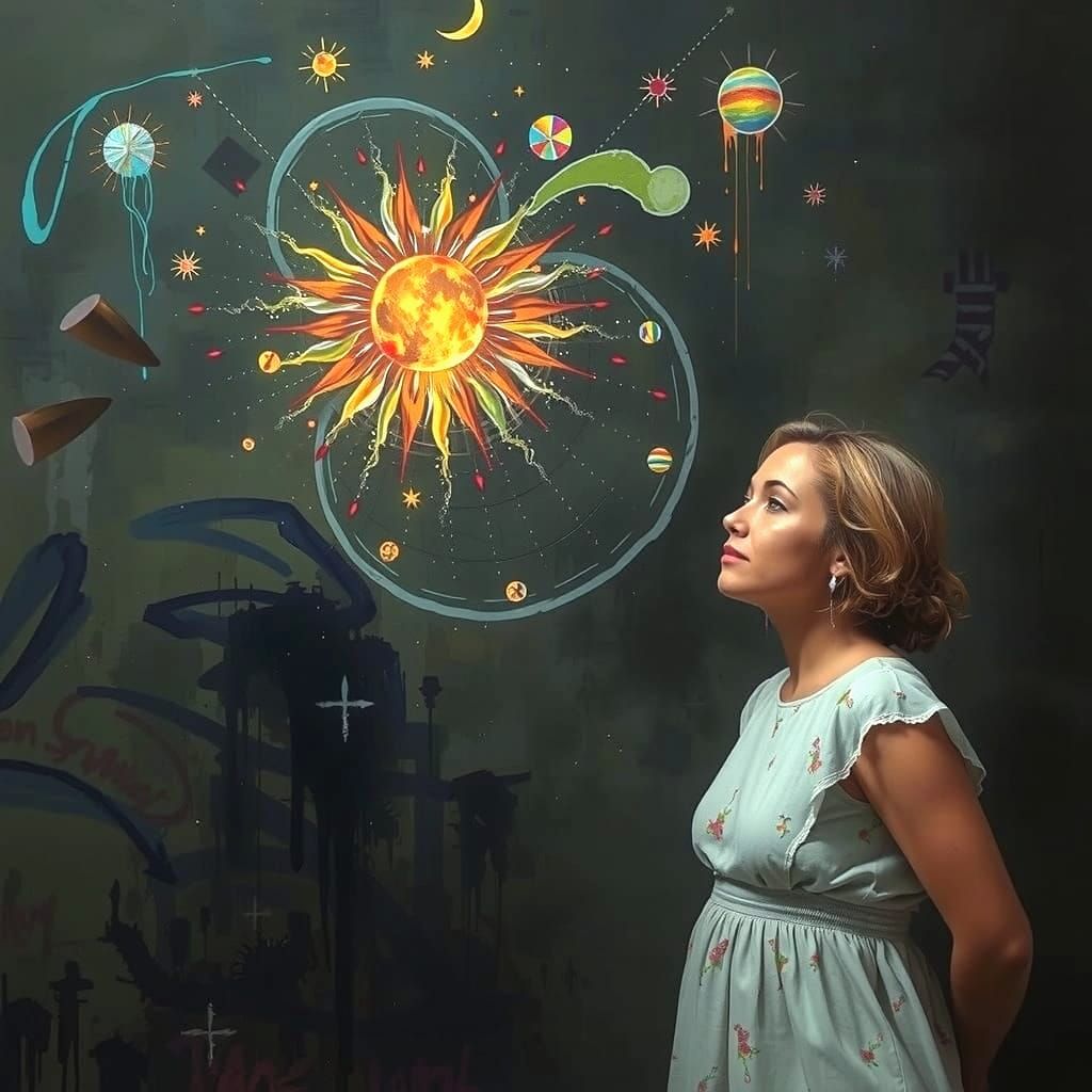 Ego vs Mind in a Cosmic Street Art Mural