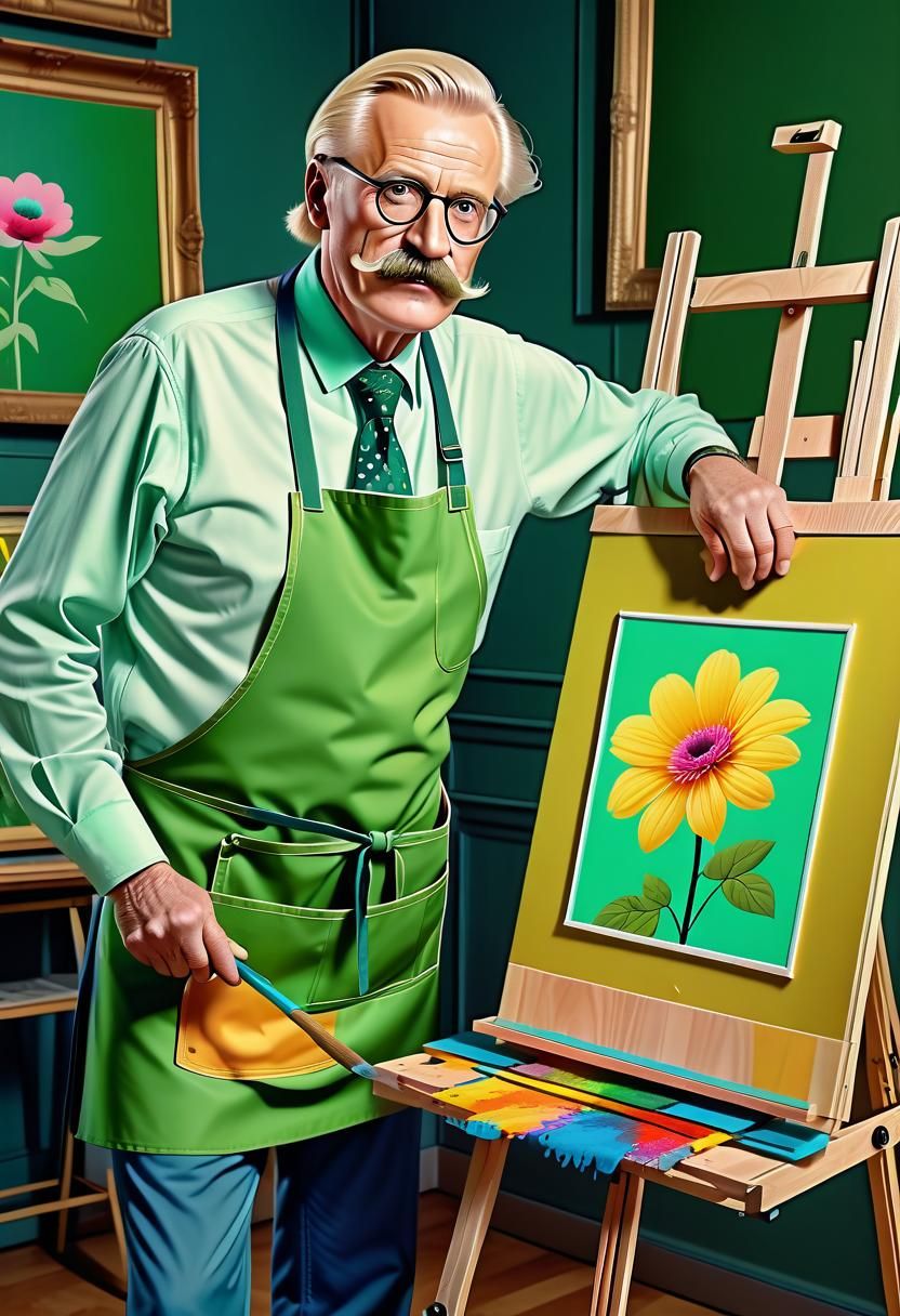 Pop Art Portrait of a Man by Easel