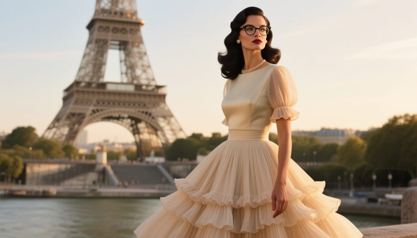 Elegant Woman in 1960s Paris Couture