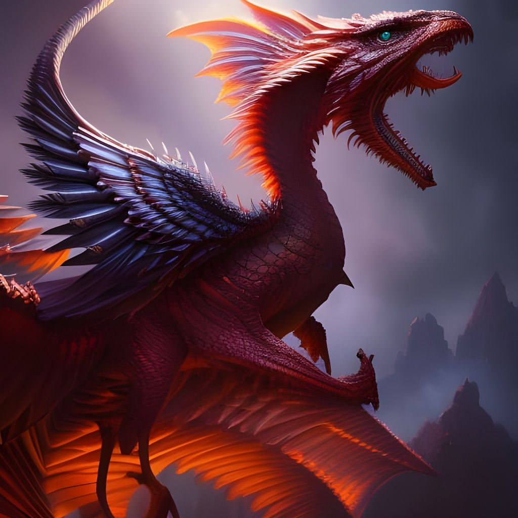 Epic Baby Dragon Portrait in Maximalist Style