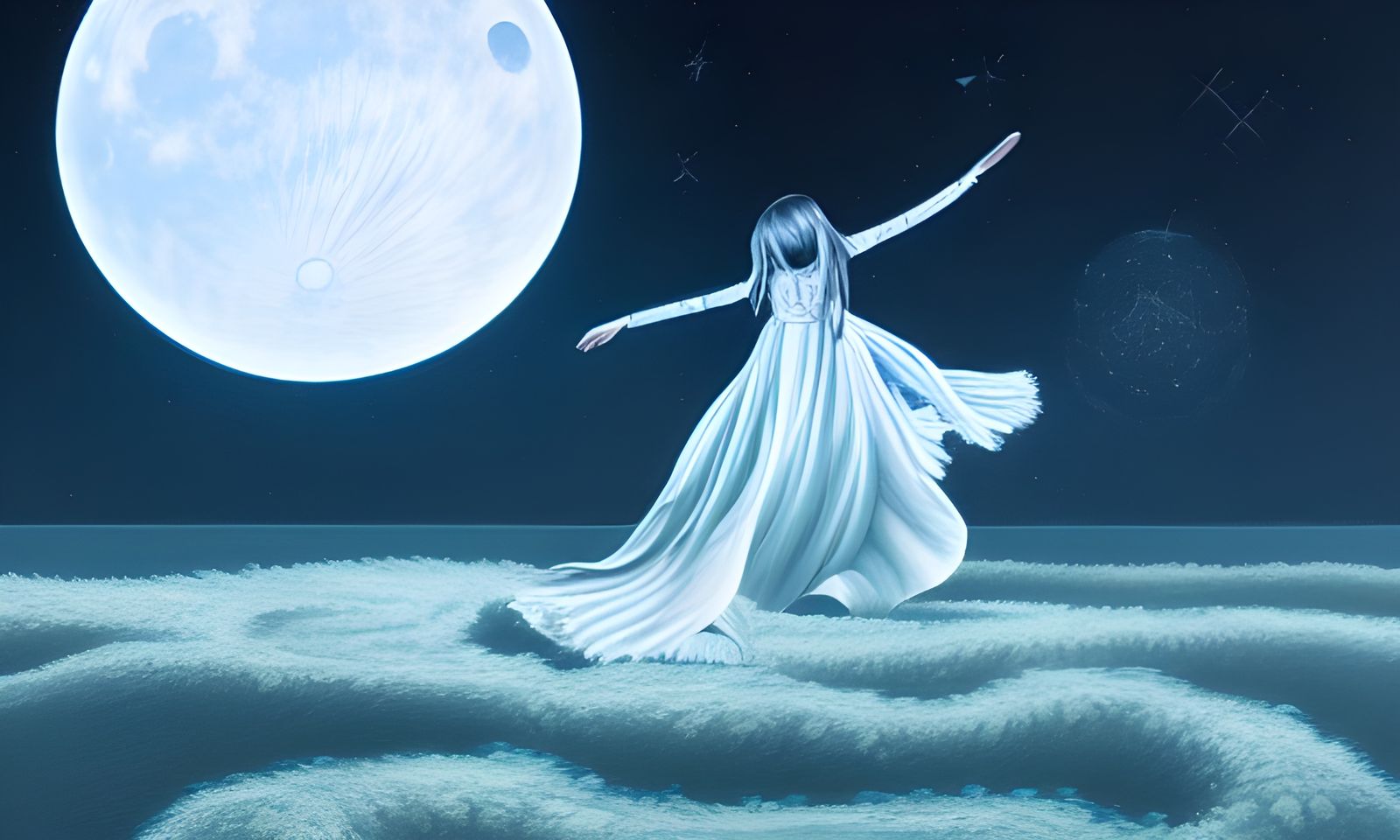 Levitating Starlight in Retrowave Art Style