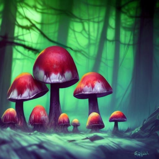 Sinister Death Mushroom Monster in Dark Fantasy Style