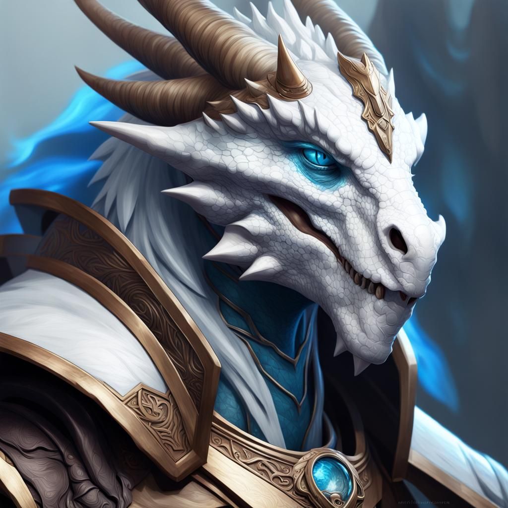 Dragonborn Portrait in Detailed Fantasy Art Style