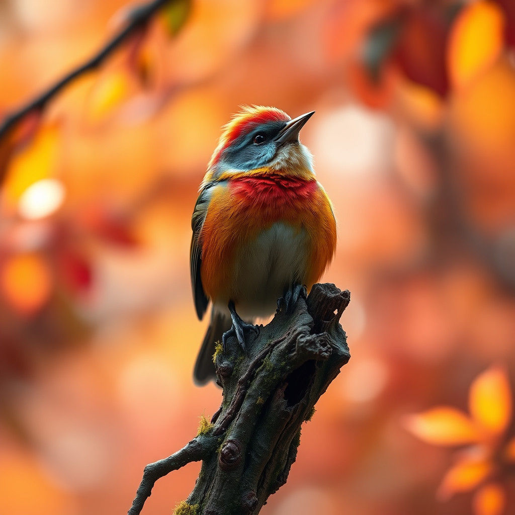 Robin Singing Joyously on Mossy Branch