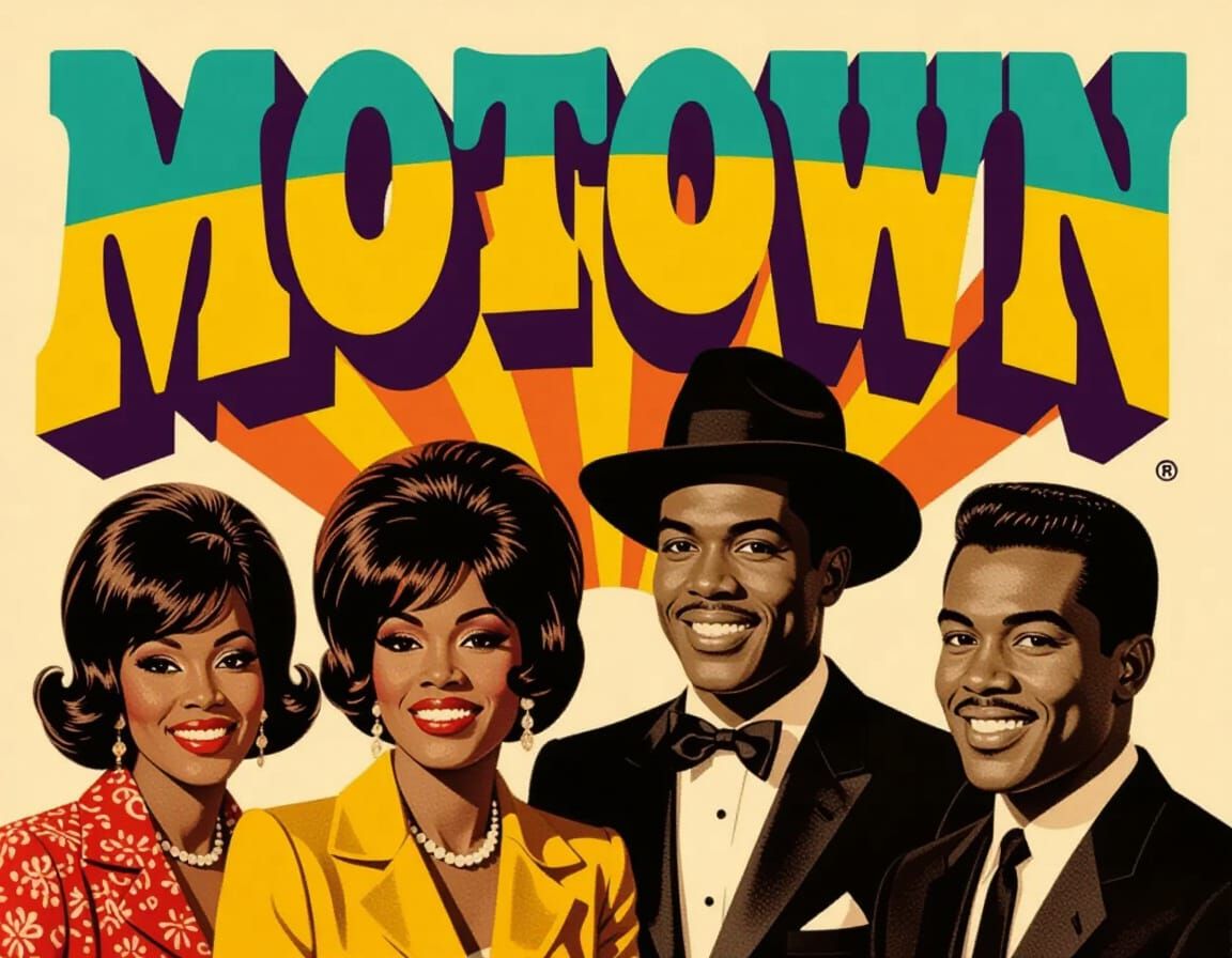 1960s Motown Concert Poster with Psychedelic Font