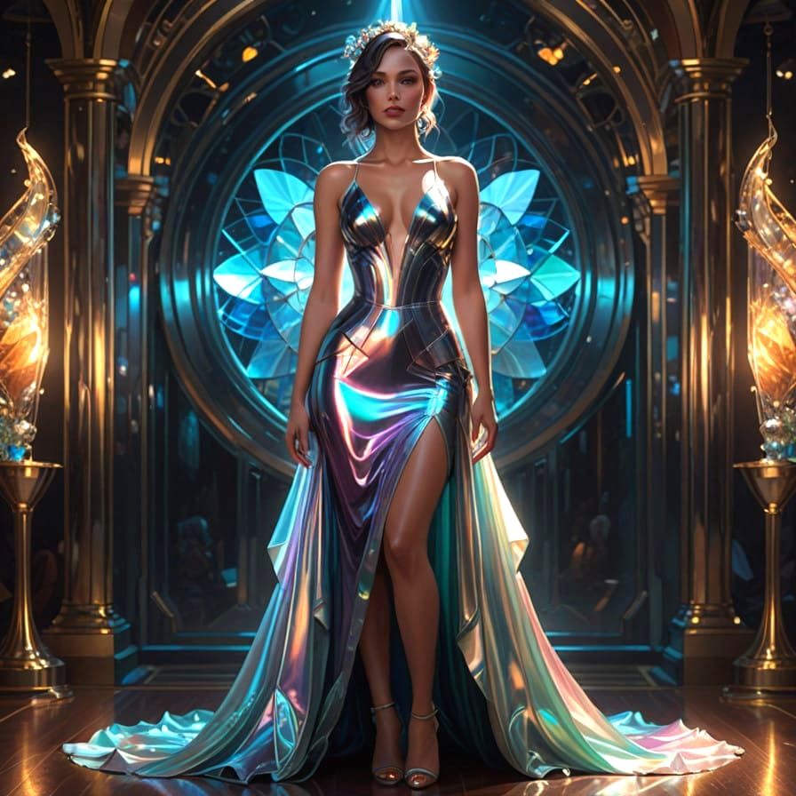 Dreamy Iridescent Goddess in Ethereal Glow