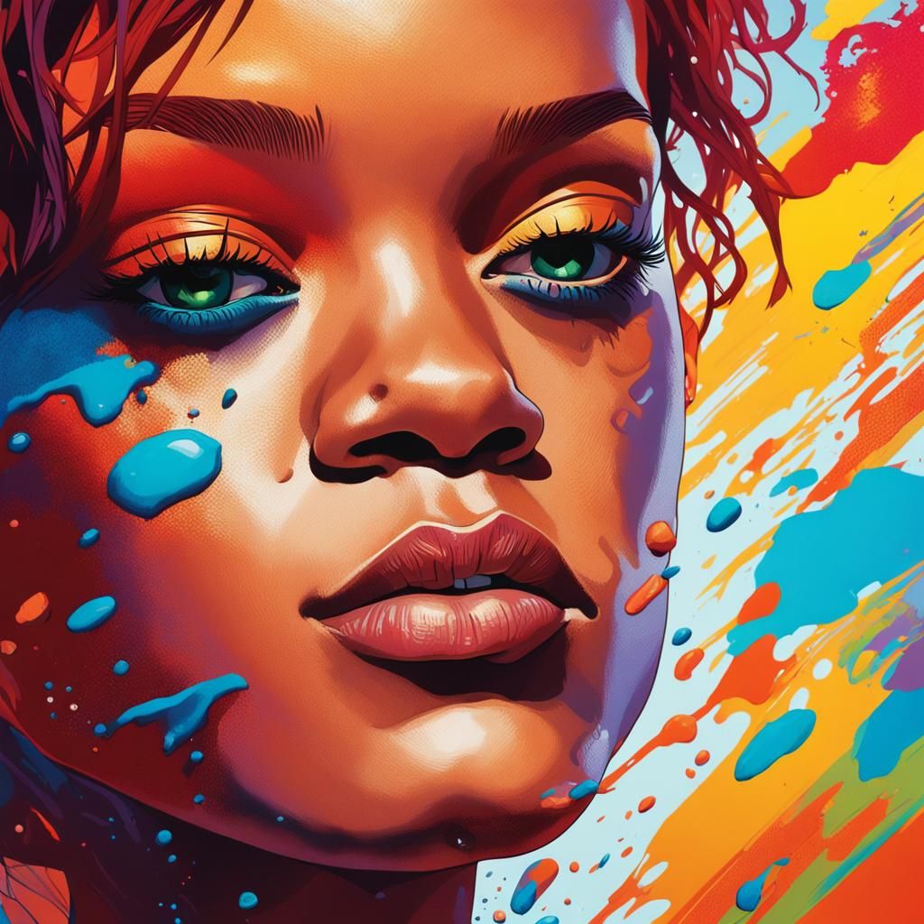 Hyperrealistic Rihanna Portrait with Dramatic Lighting
