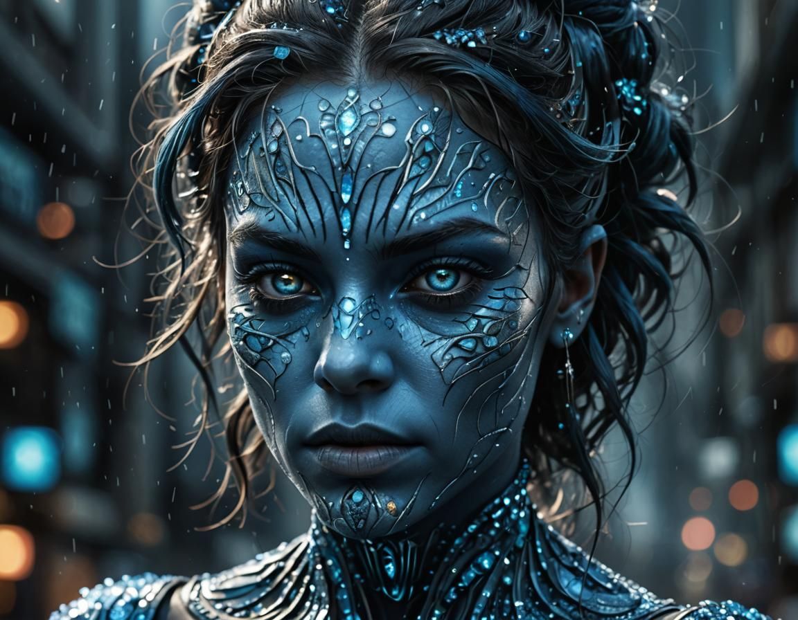 Intimidating Astral Woman: Holographic Cosmic Illustration