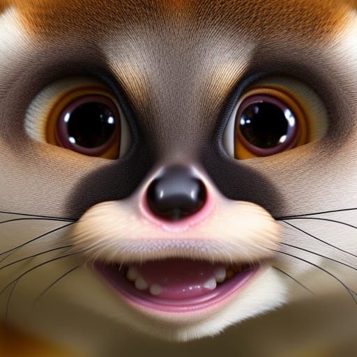 Adorable Slow Loris Eating Cereal: 3D Rendered Portrait