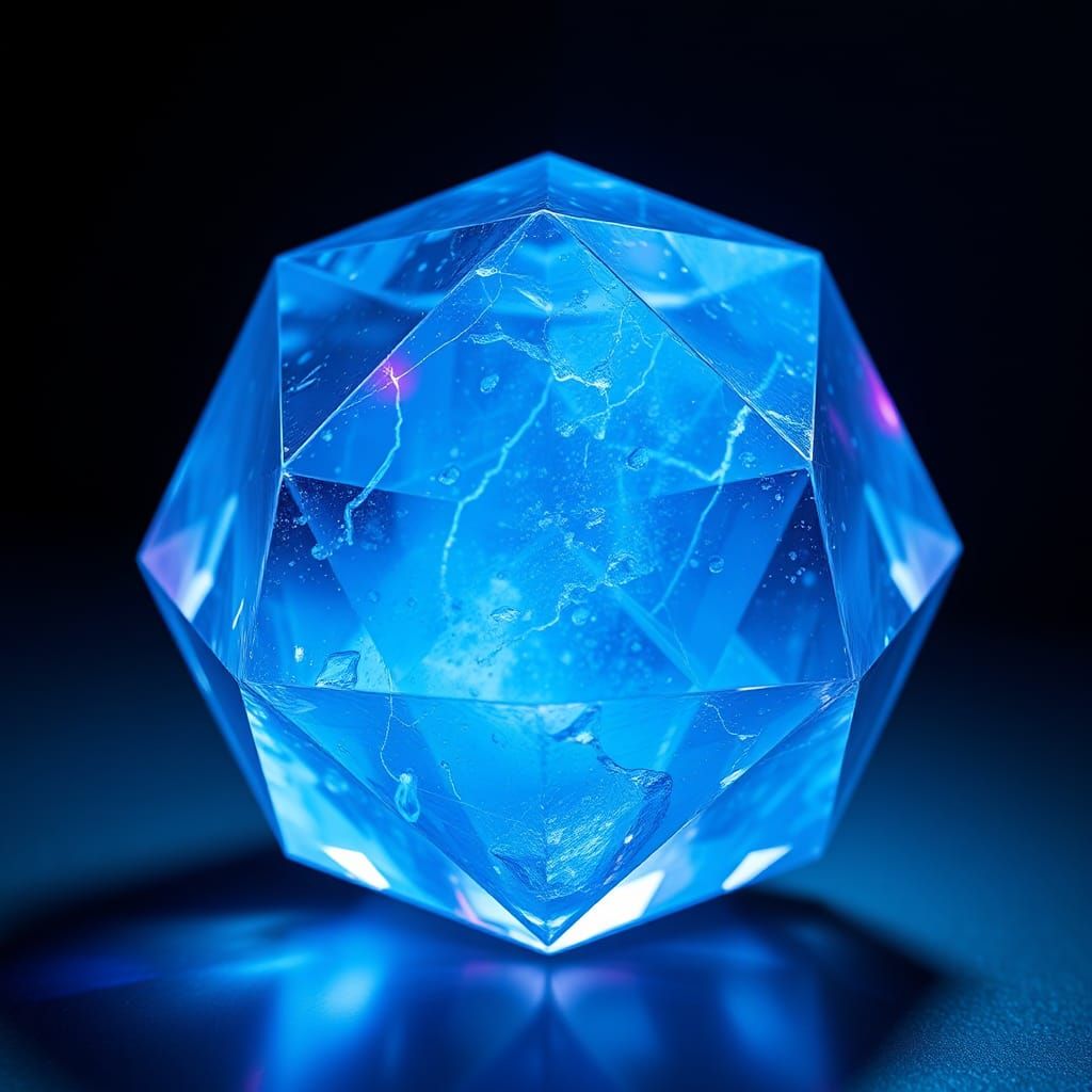 Geometric Crystal Dodecahedron in Aether Gold