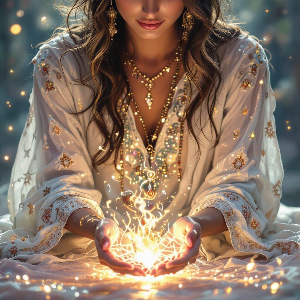 Ethereal Hands Performing Healing Ritual