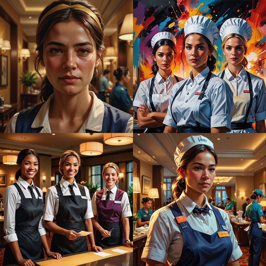 Portraits of Working Women: Maid, Waitress, Nurse, Manager