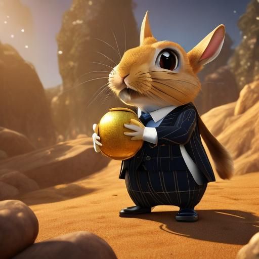 Cute Rabbit in Suit: Pixar-Style 3D Art
